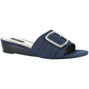 Array Womens Milan Blue Leather Slip On Mules Slide Sandals Shoes